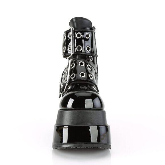 Demonia Bear-104 Black Patent Buckle Platform Ankle Boot - Picture 2 of 5